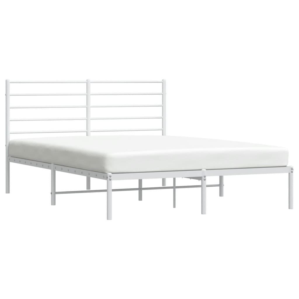 Sengeramme i metall med hodegavl hvit 135x190 cm