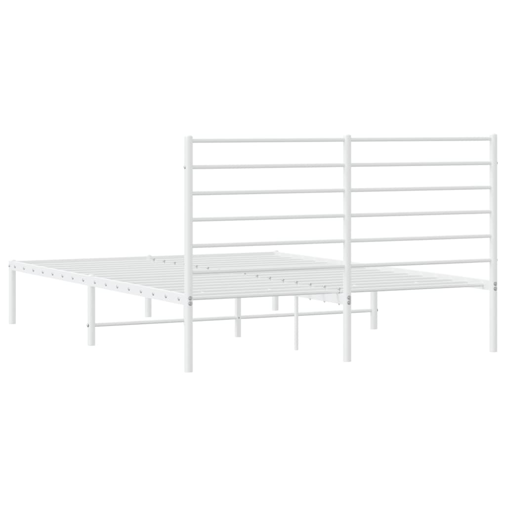 Sengeramme i metall med hodegavl hvit 135x190 cm