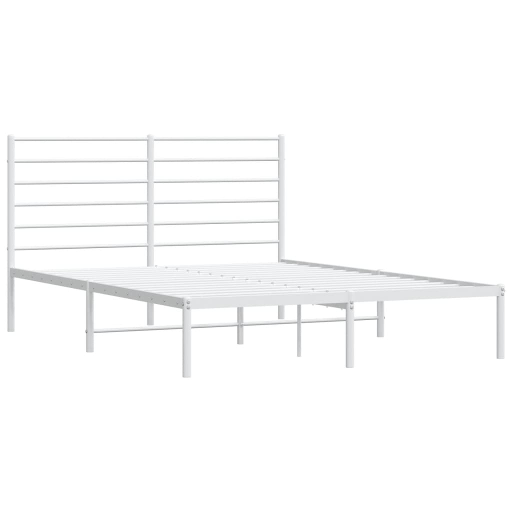 Sengeramme i metall med hodegavl hvit 140x190 cm