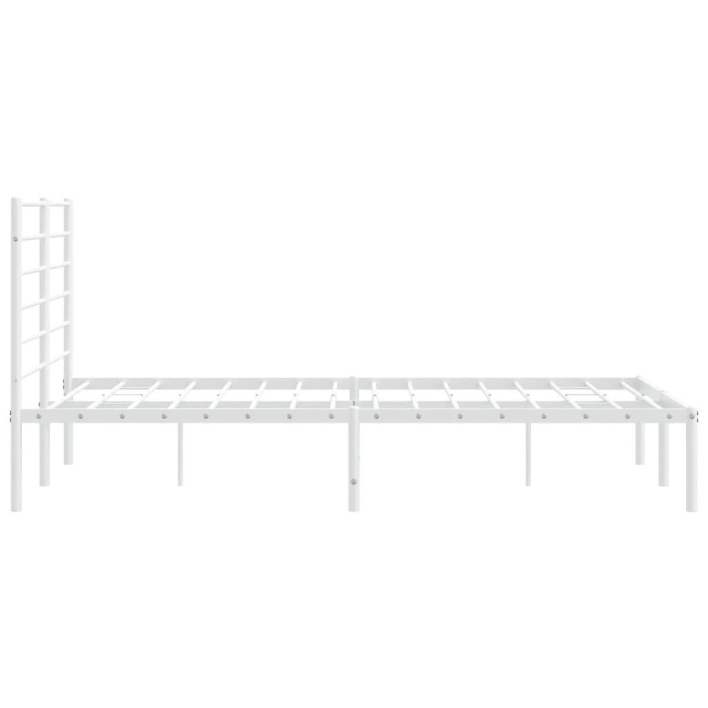 Sengeramme i metall med hodegavl hvit 140x190 cm