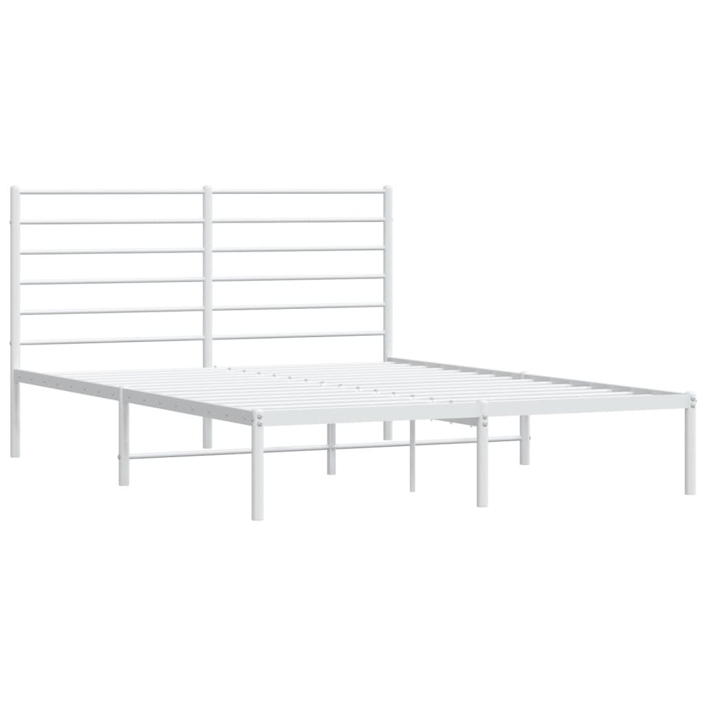 Sengeramme i metall med hodegavl hvit 140x200 cm