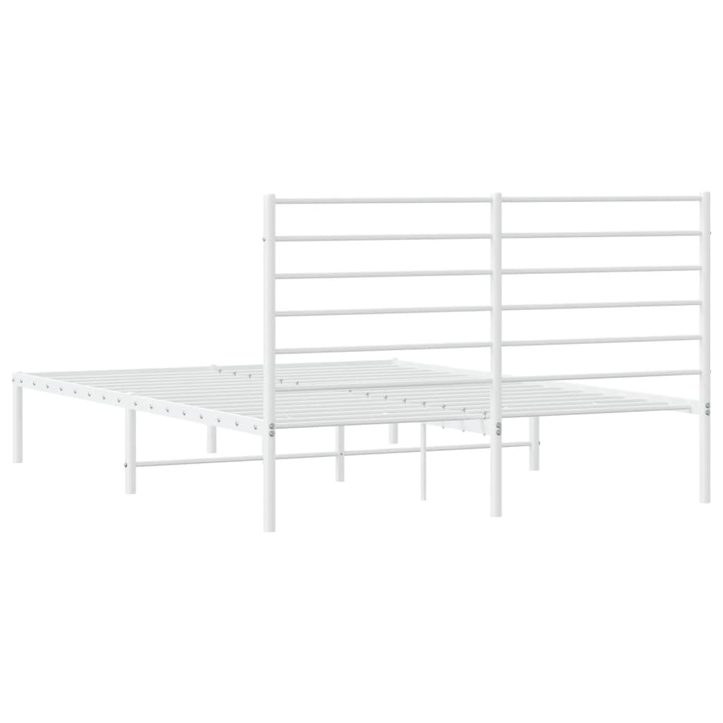 Sengeramme i metall med hodegavl hvit 140x200 cm