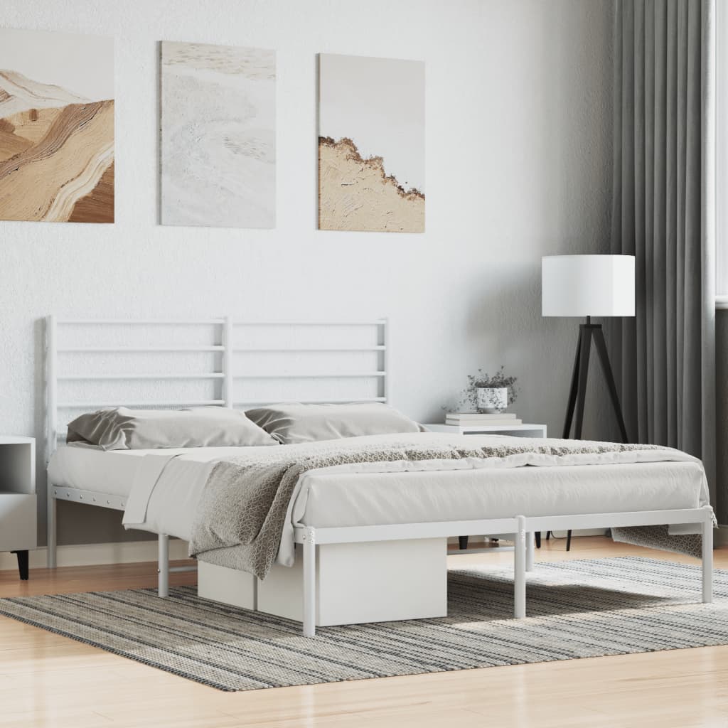 Sengeramme i metall med sengegavl hvit 160x200 cm