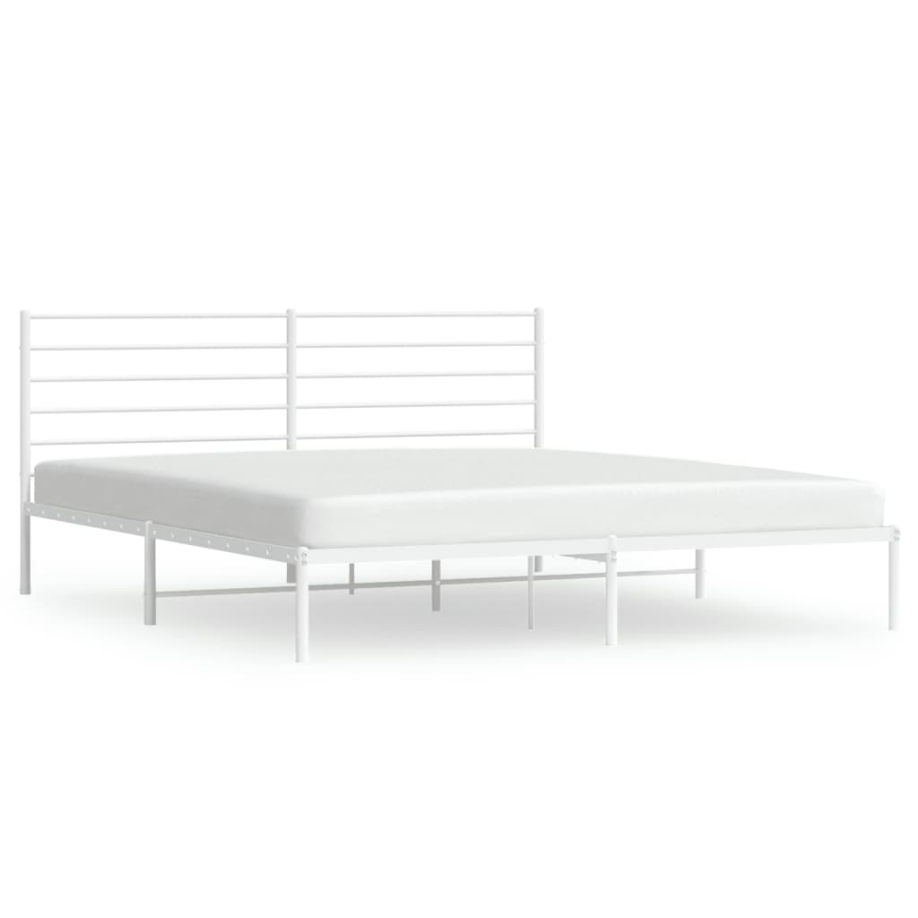 Sengeramme i metall med sengegavl hvit 180x200 cm
