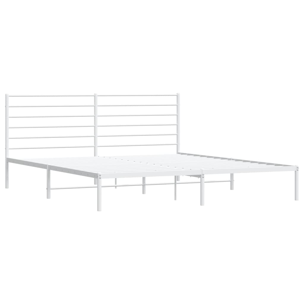 Sengeramme i metall med hodegavl hvit 183x213 cm