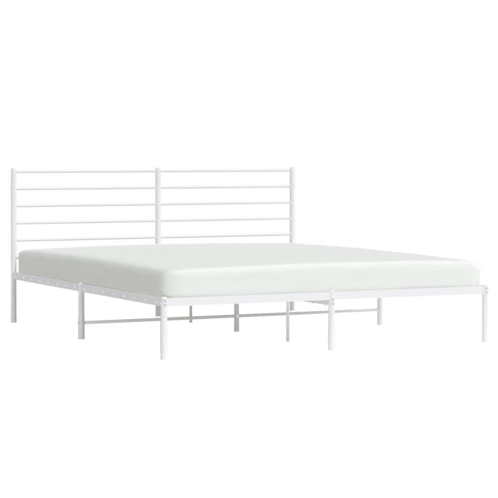 Sengeramme i metall med hodegavl hvit 183x213 cm