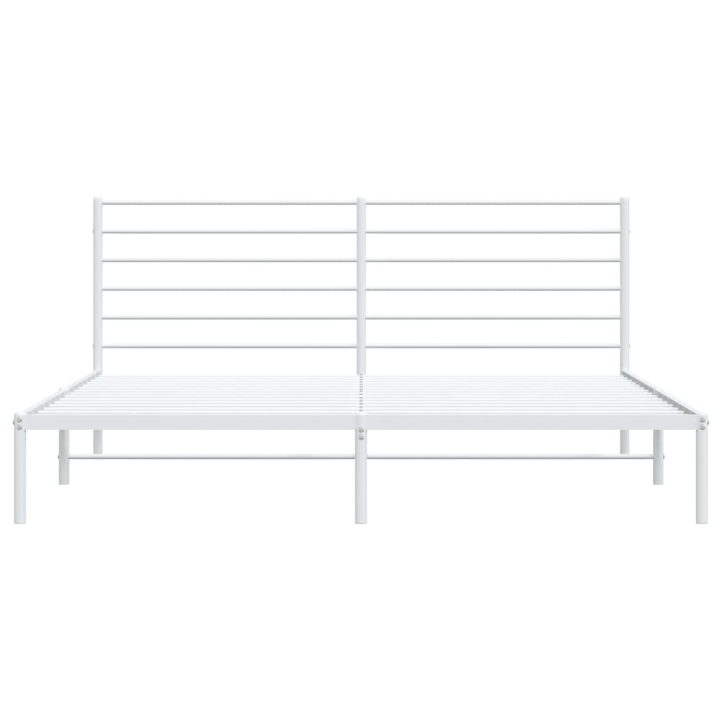 Sengeramme i metall med hodegavl hvit 183x213 cm