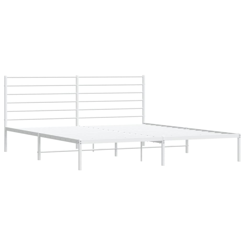 Sengeramme i metall med hodegavl hvit 193x203 cm