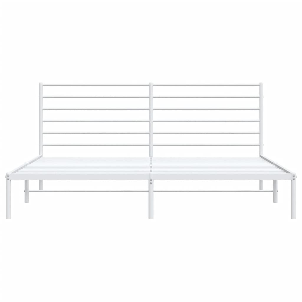 Sengeramme i metall med hodegavl hvit 193x203 cm