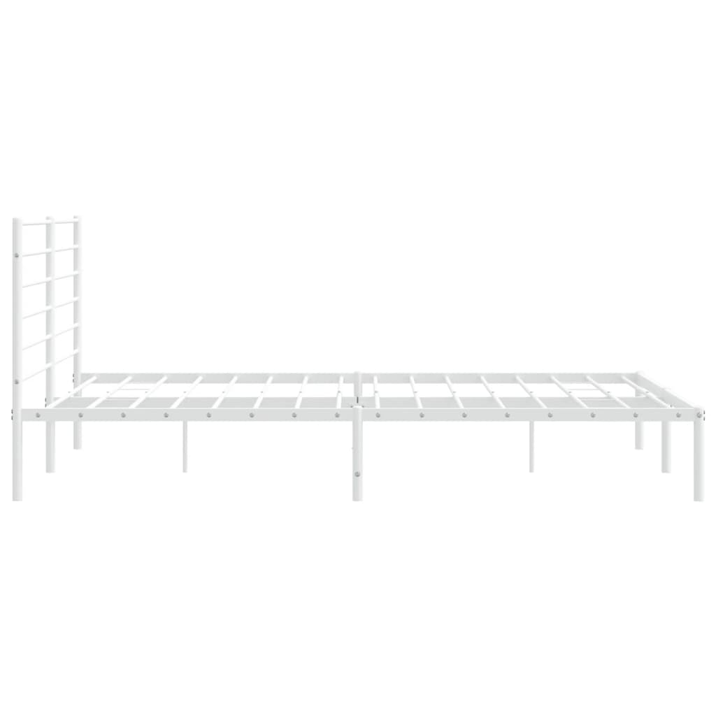 Sengeramme i metall med sengegavl hvit 200x200 cm