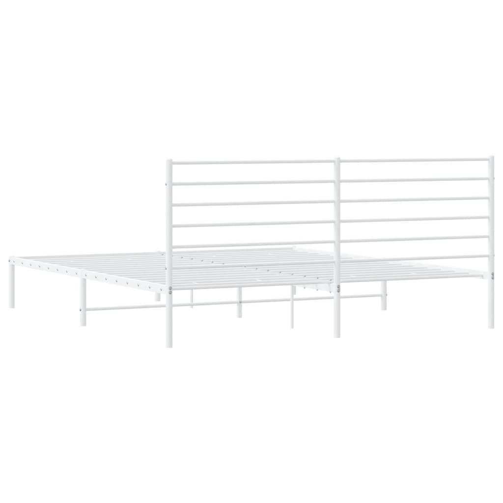 Sengeramme i metall med sengegavl hvit 200x200 cm