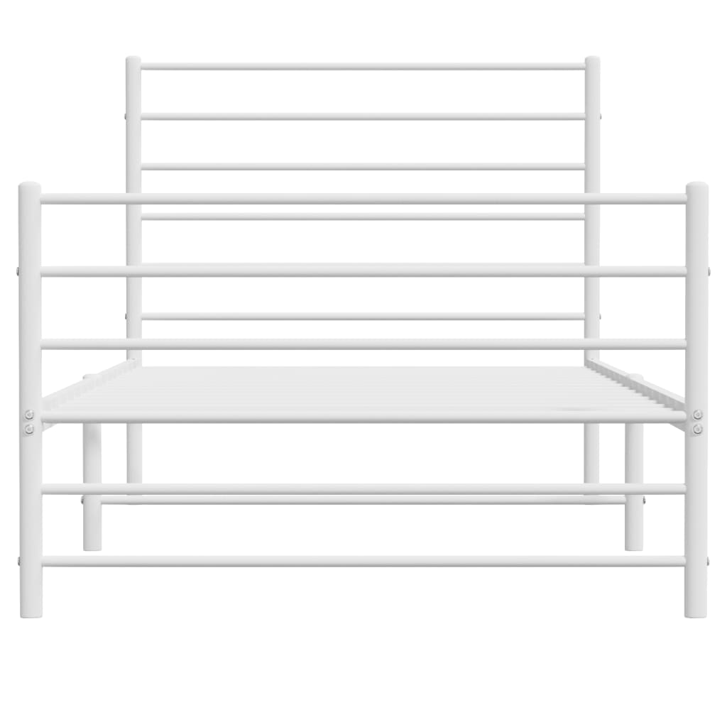 Sengeramme i metall med hode- og fotgavl hvit 75x190 cm