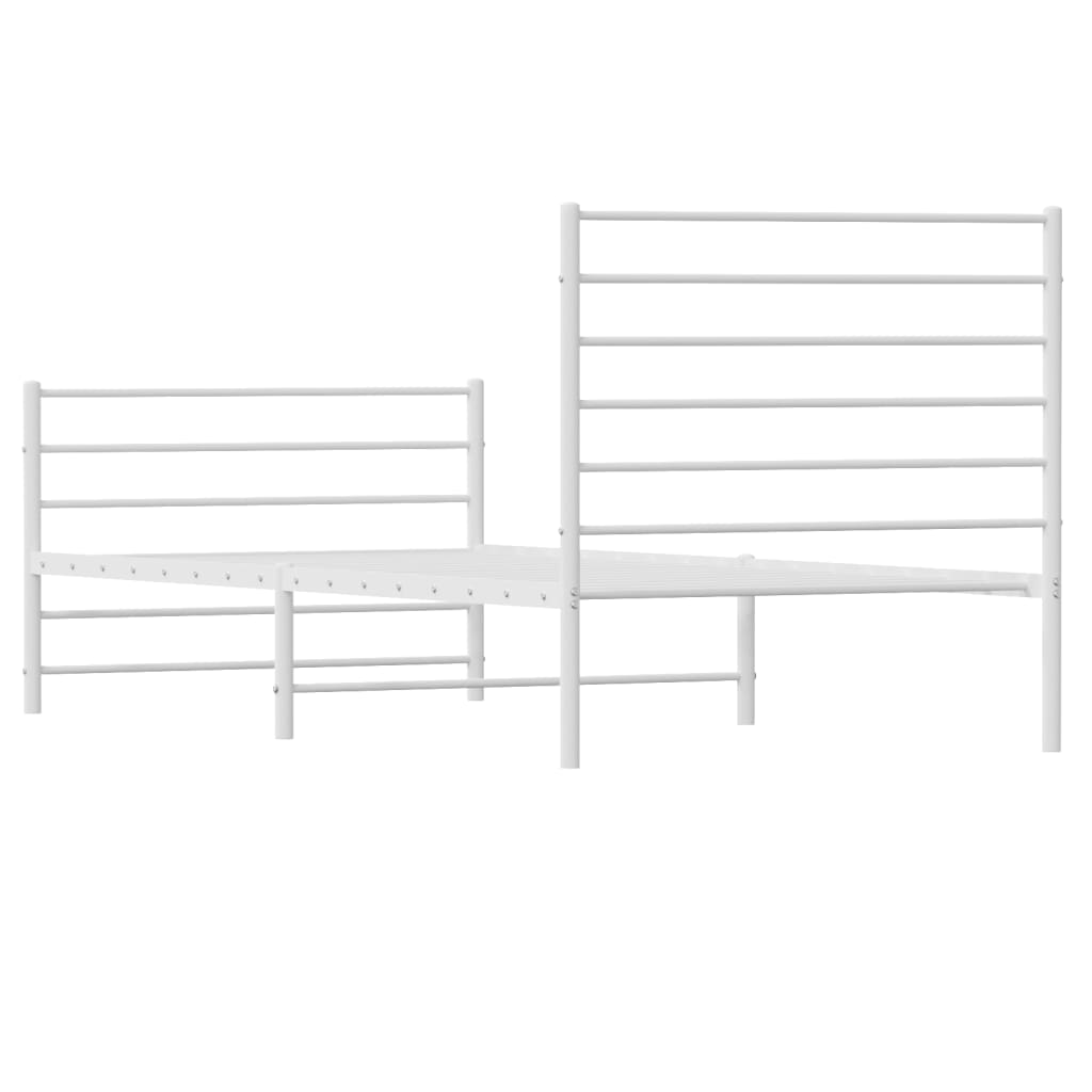 Sengeramme i metall med hode- og fotgavl hvit 75x190 cm