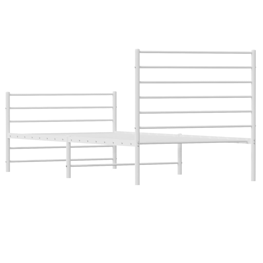 Sengeramme i metall med hode- og fotgavl hvit 80x200 cm