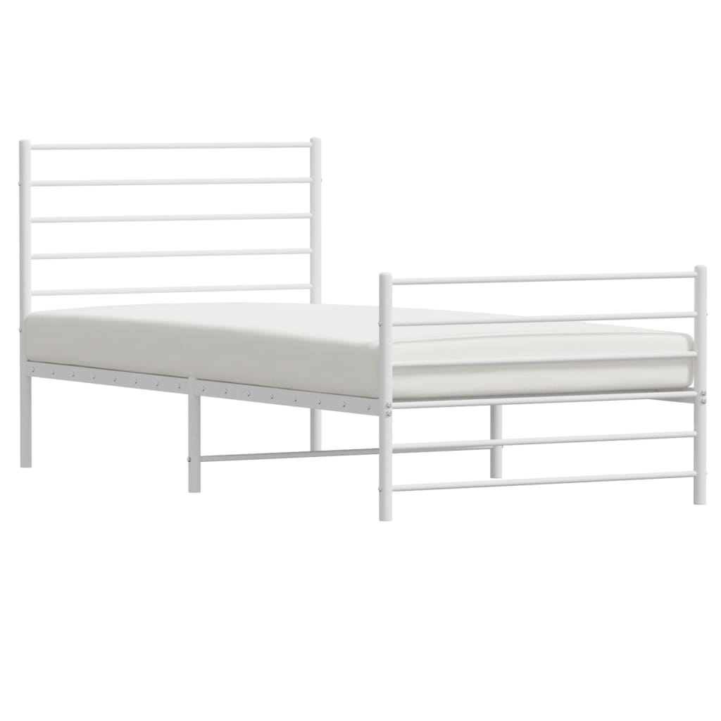 Sengeramme i metall med hode- og fotgavl hvit 90x190 cm