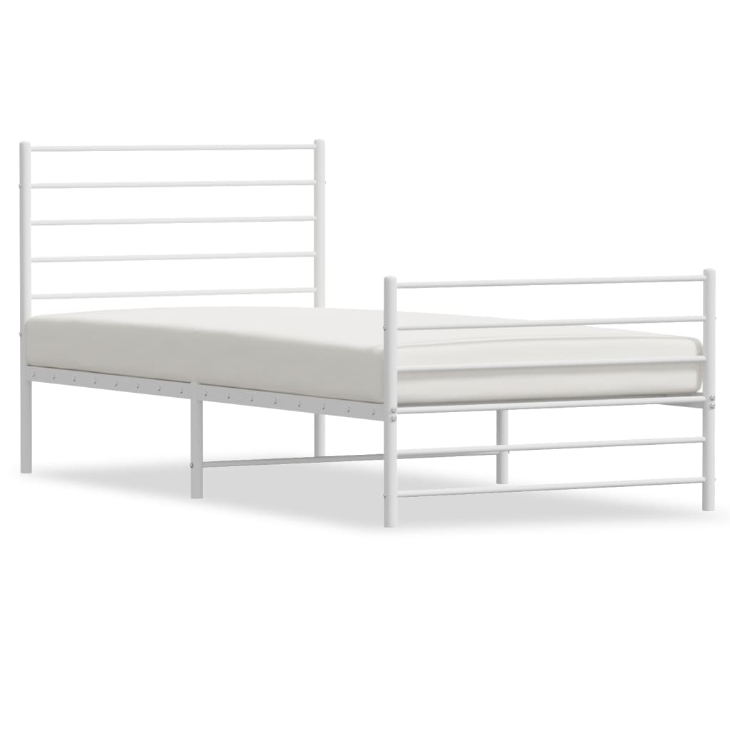 Sengeramme i metall med hode- og fotgavl hvit 90x200 cm