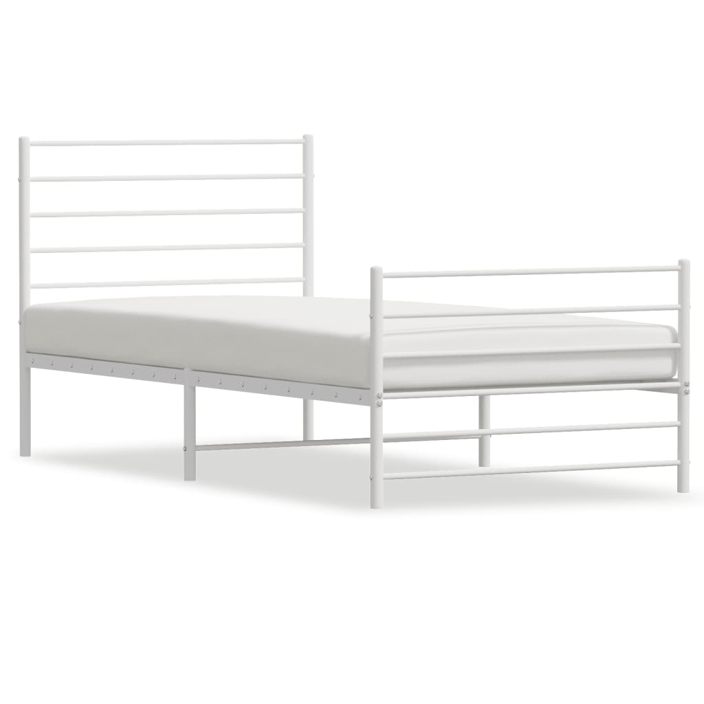 Sengeramme i metall med hode- og fotgavl hvit 100x200 cm