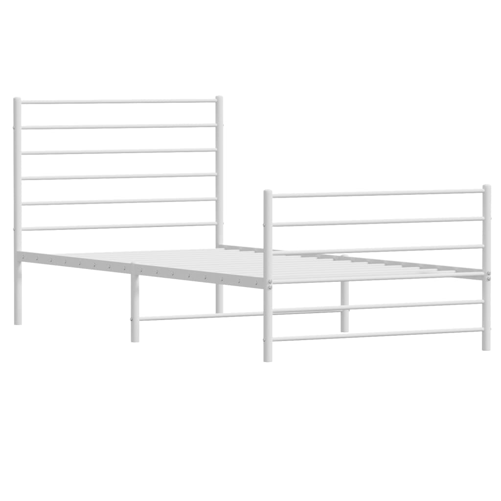 Sengeramme i metall med hode- og fotgavl hvit 100x200 cm