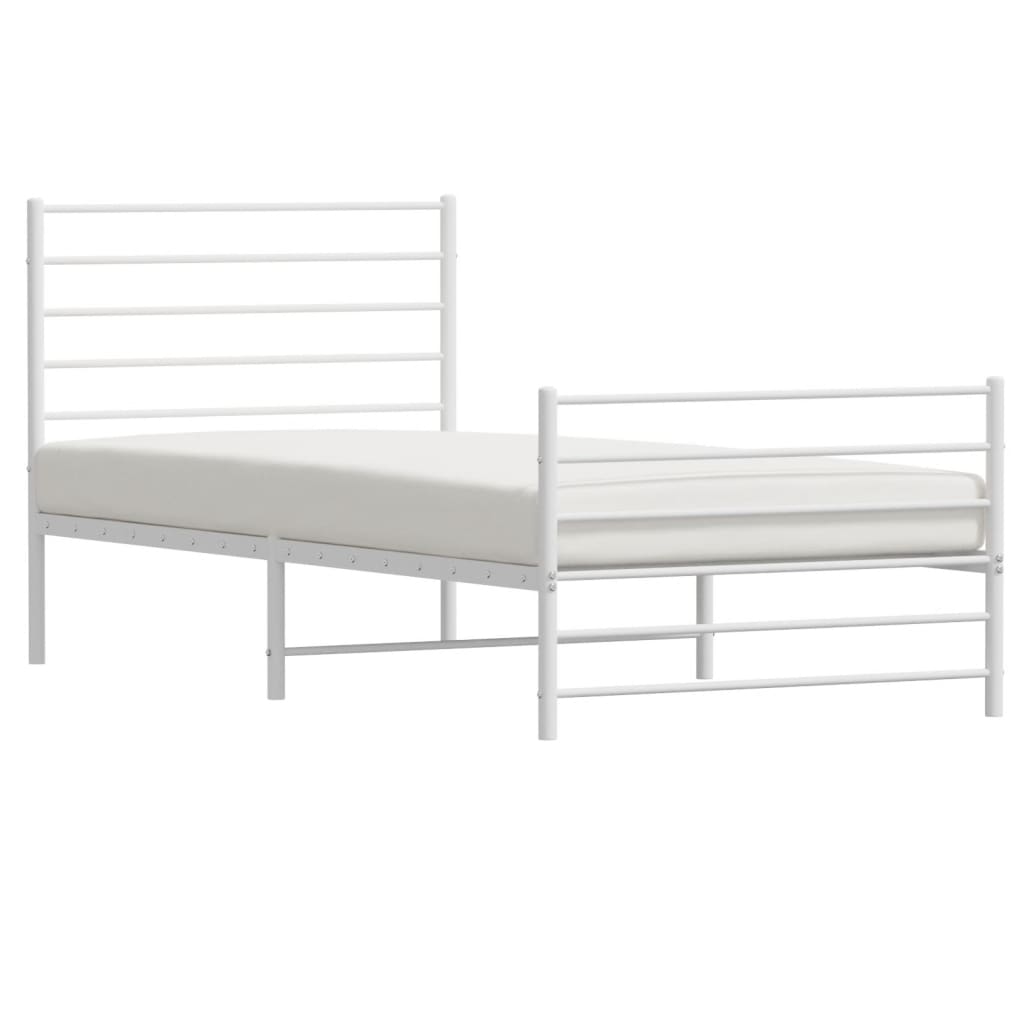 Sengeramme i metall med hode- og fotgavl hvit 100x200 cm
