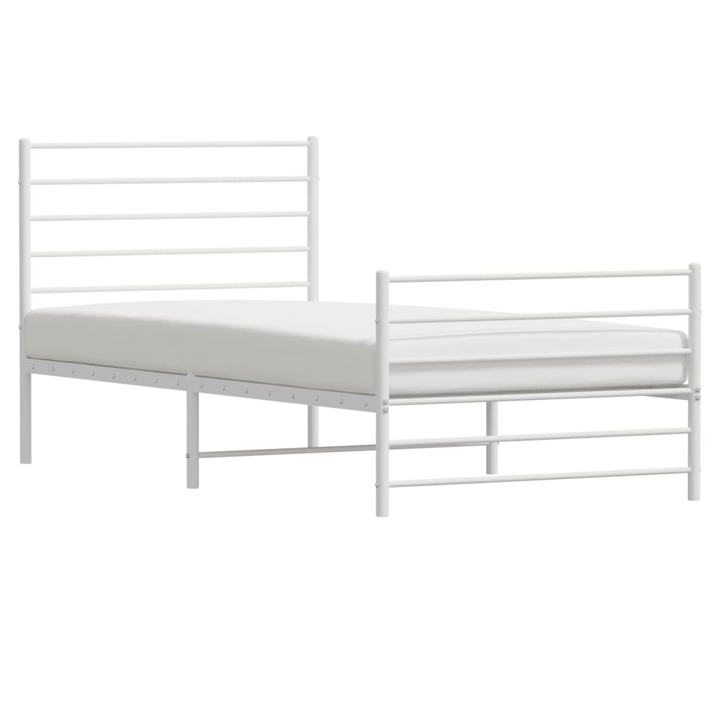 Sengeramme i metall med hode- og fotgavl hvit 107x203 cm