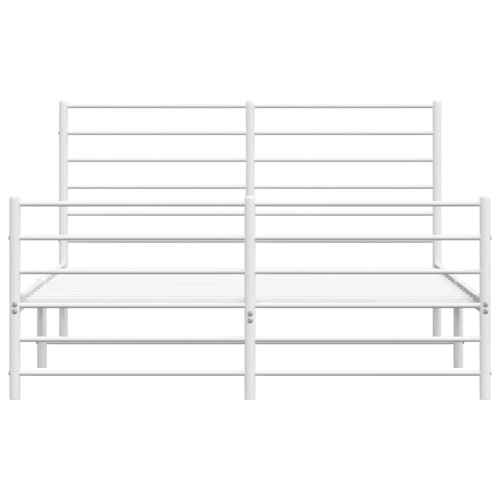 Sengeramme i metall med hode- og fotgavl hvit 120x190 cm