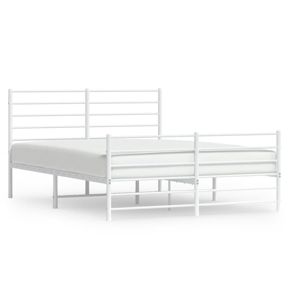 Sengeramme i metall med hode- og fotgavl hvit 120x200 cm