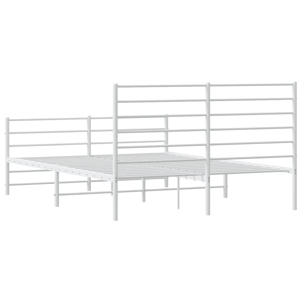 Sengeramme i metall med hode- og fotgavl hvit 140x190 cm