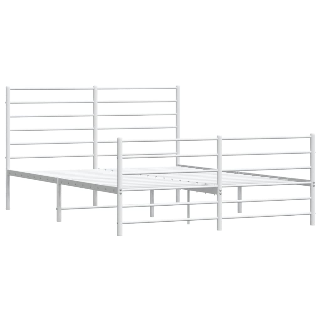 Sengeramme i metall med hode- og fotgavl hvit 150x200 cm