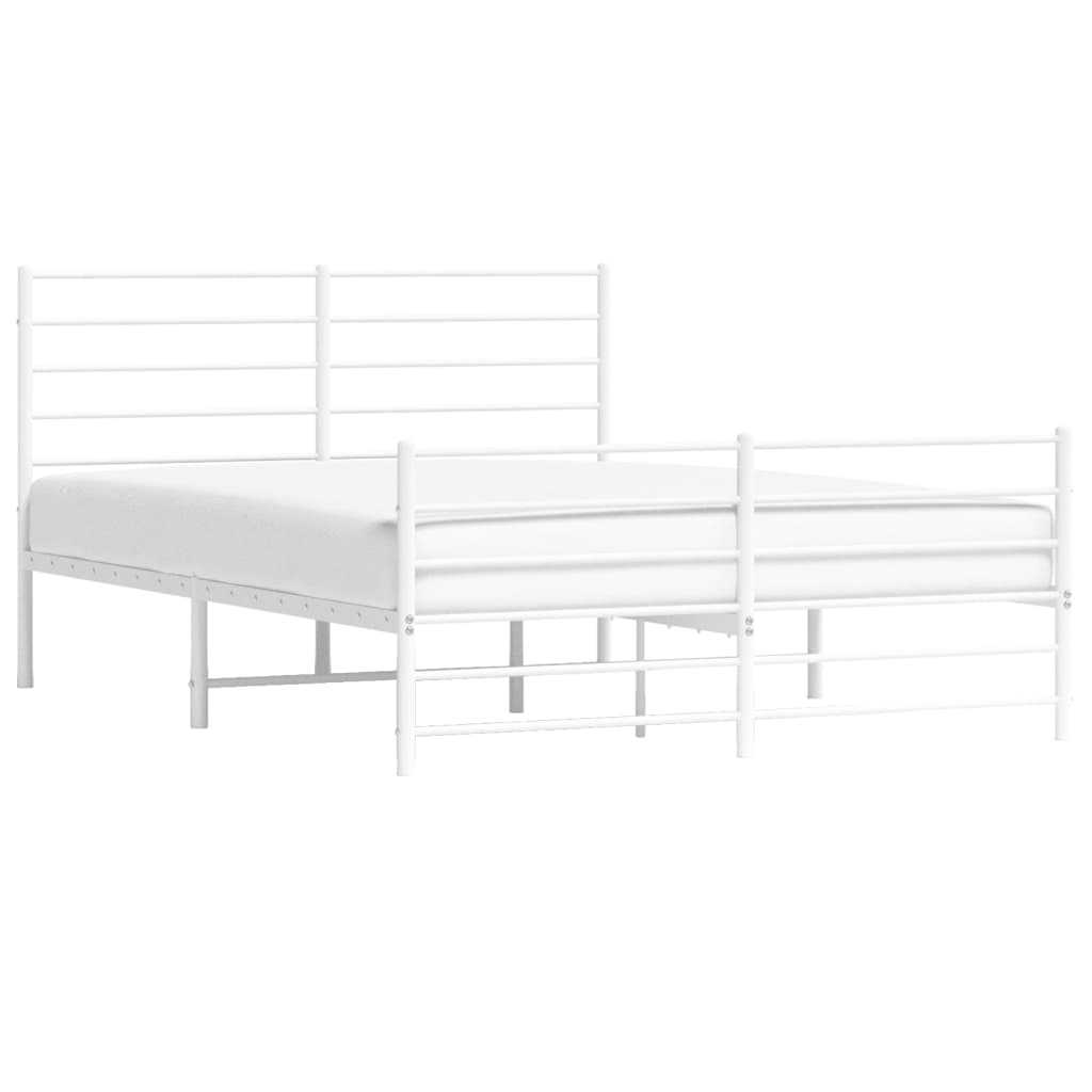 Sengeramme i metall med hode- og fotgavl hvit 150x200 cm