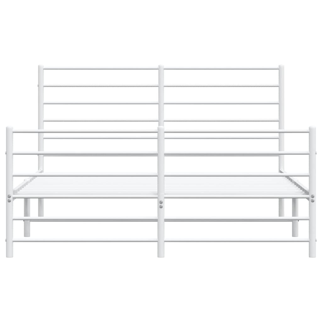 Sengeramme i metall med hode- og fotgavl hvit 150x200 cm