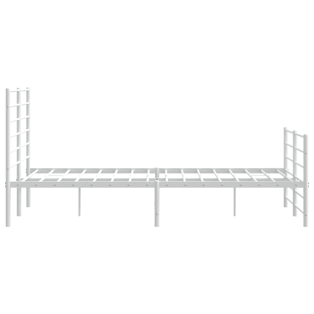 Sengeramme i metall med hode- og fotgavl hvit 150x200 cm