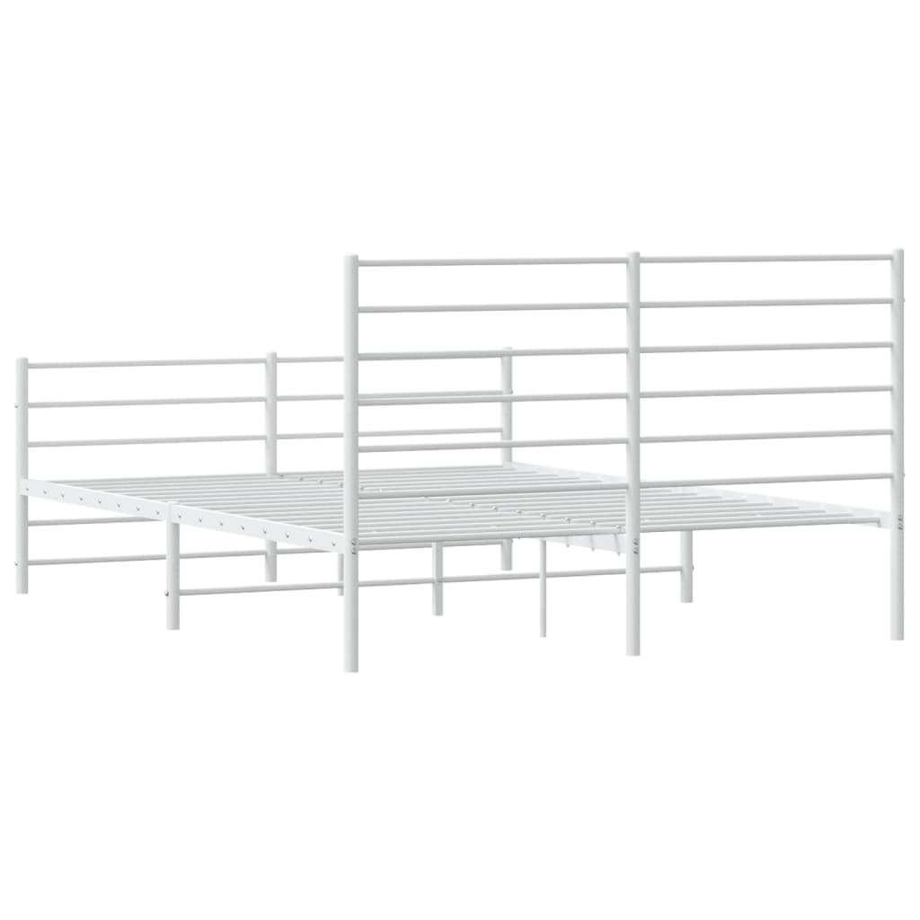 Sengeramme i metall med hode- og fotgavl hvit 150x200 cm