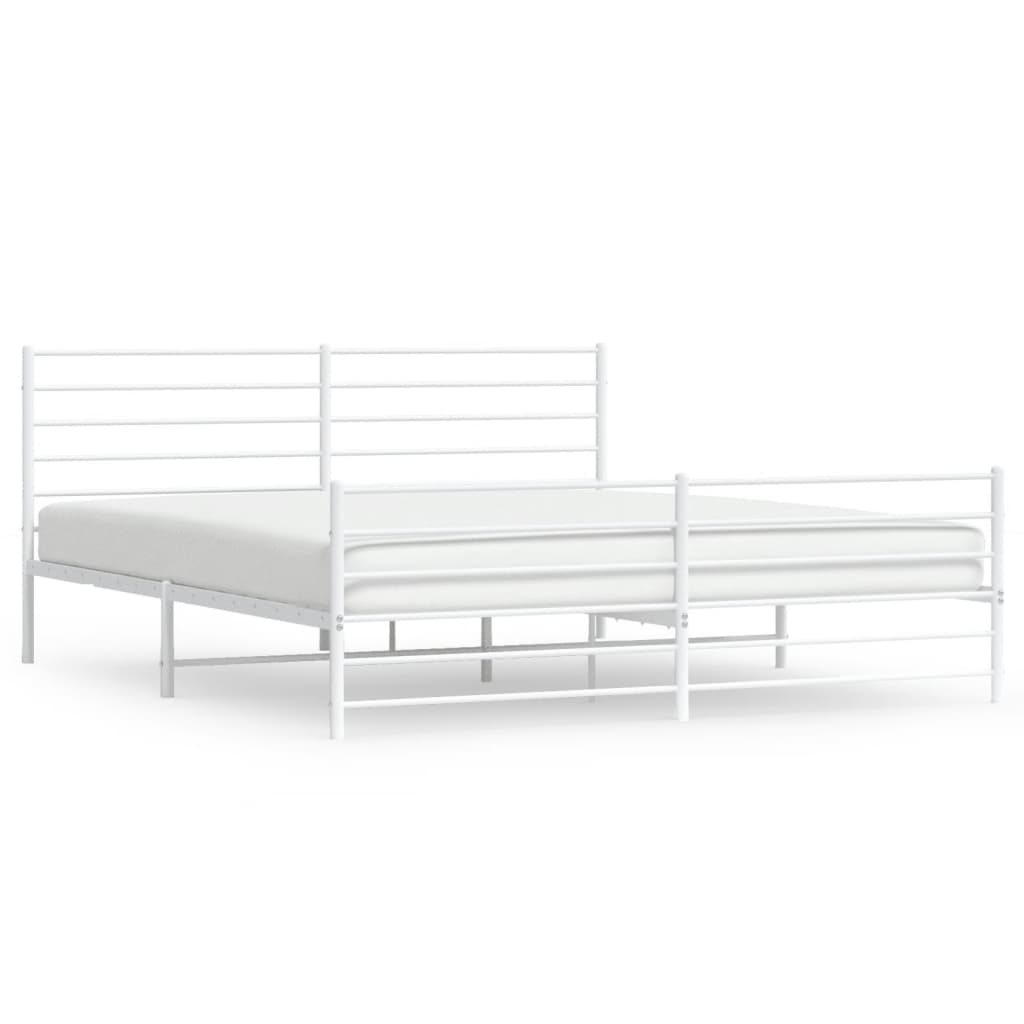 Sengeramme i metall med hode- og fotgavl hvit 180x200 cm
