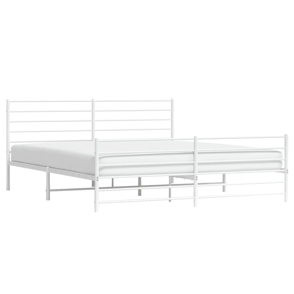 Sengeramme i metall med hode- og fotgavl hvit 180x200 cm