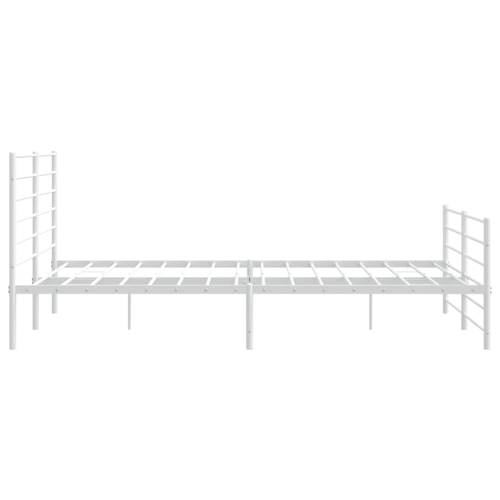 Sengeramme i metall med hode- og fotgavl hvit 180x200 cm