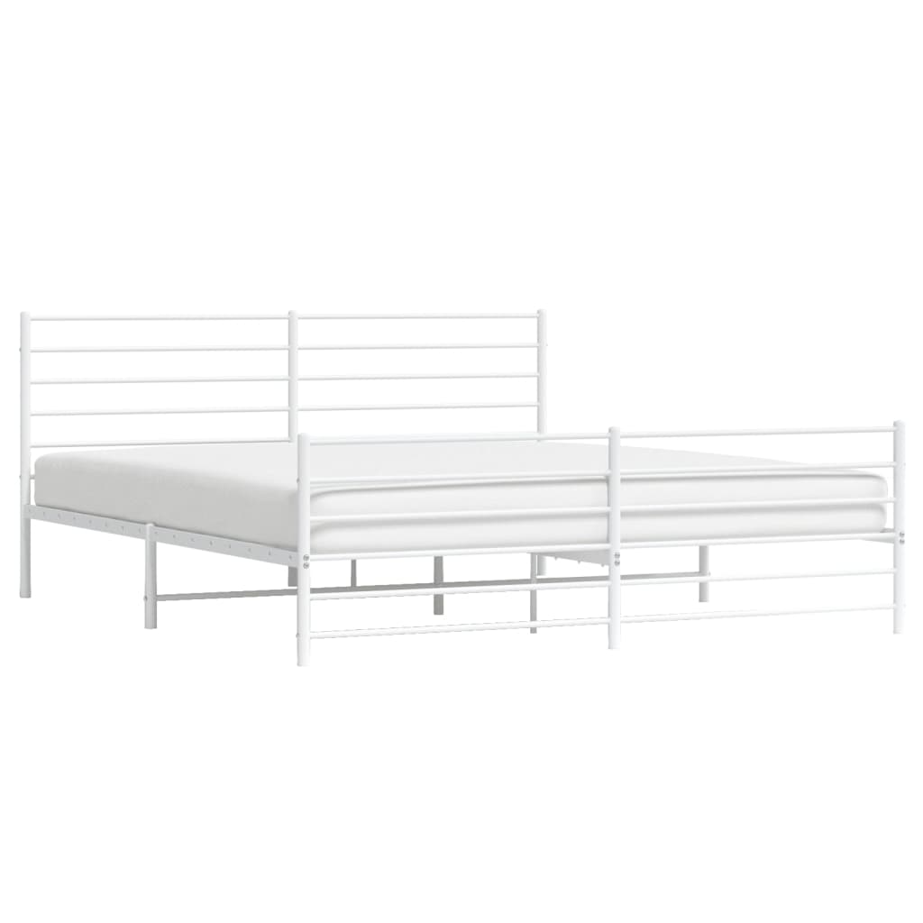 Sengeramme i metall med hode- og fotgavl hvit 183x213 cm