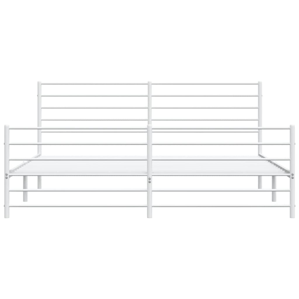 Sengeramme i metall med hode- og fotgavl hvit 183x213 cm