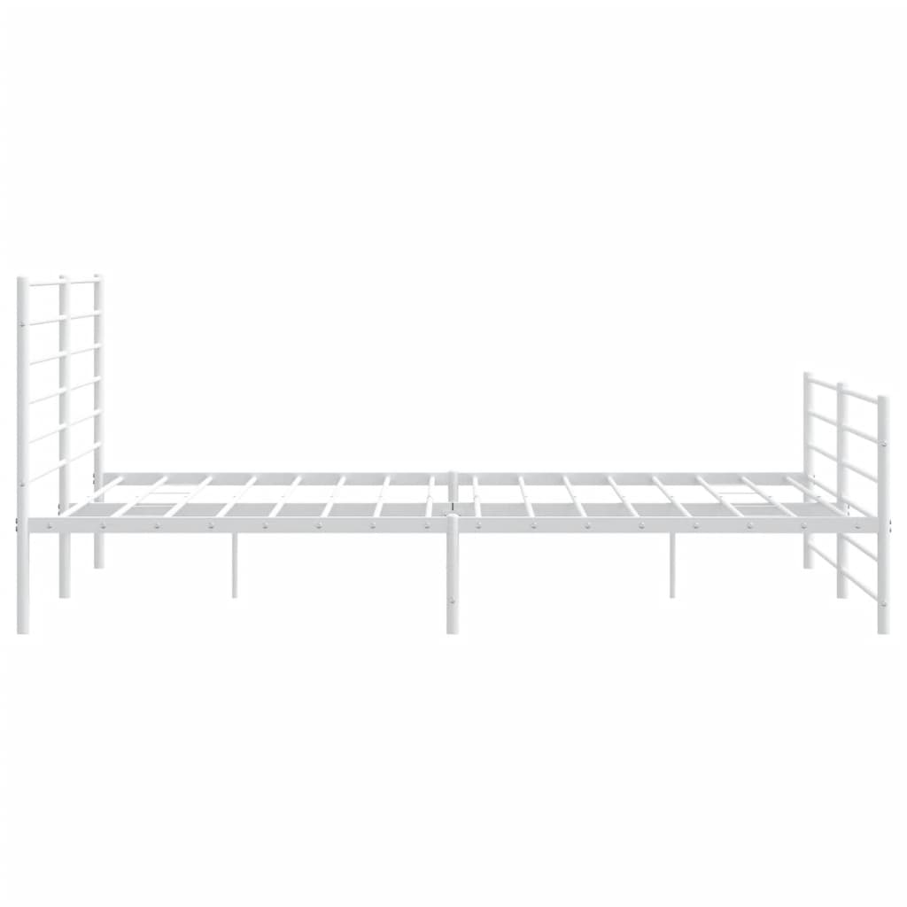 Sengeramme i metall med hode- og fotgavl hvit 183x213 cm