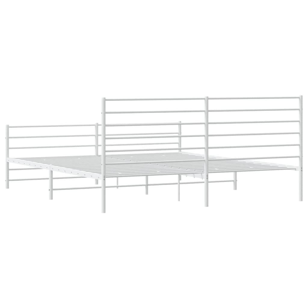 Sengeramme i metall med hode- og fotgavl hvit 183x213 cm