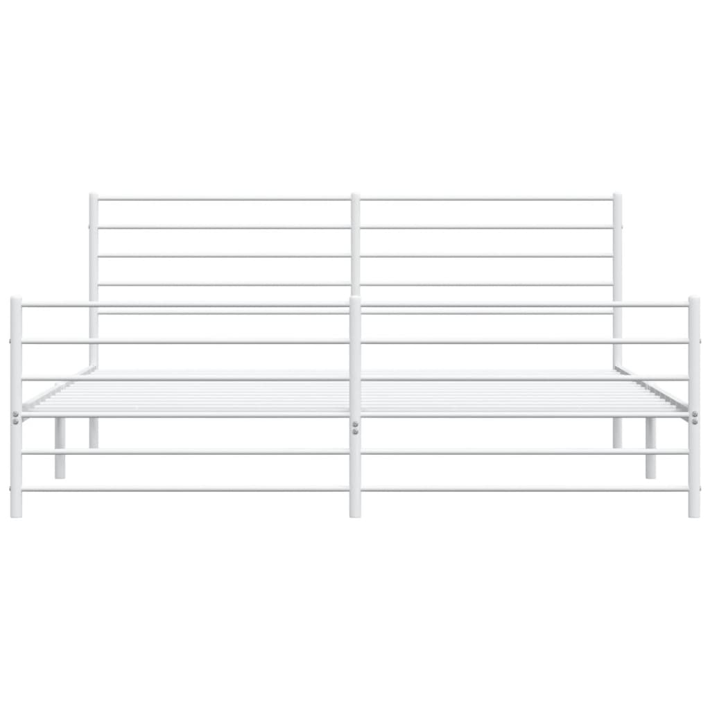 Sengeramme i metall med hode- og fotgavl hvit 193x203 cm