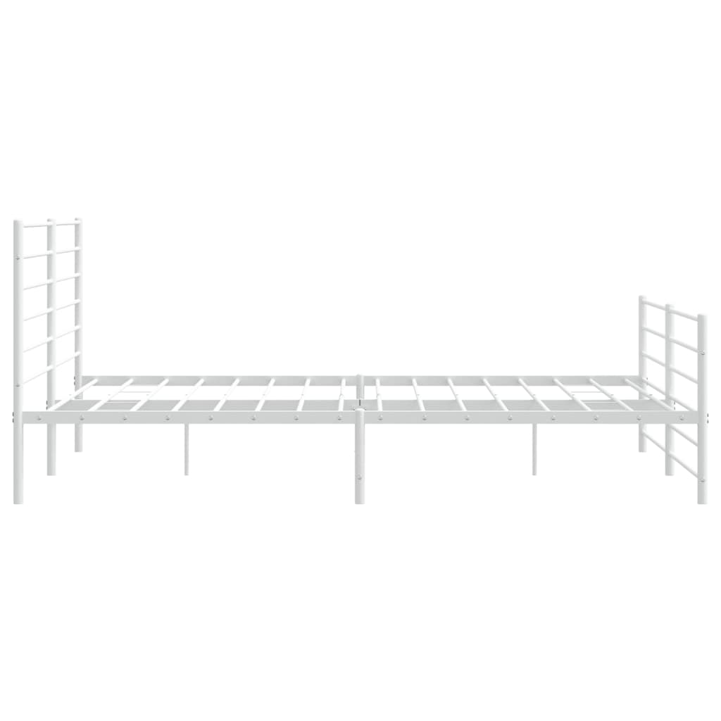 Sengeramme i metall med hode- og fotgavl hvit 193x203 cm
