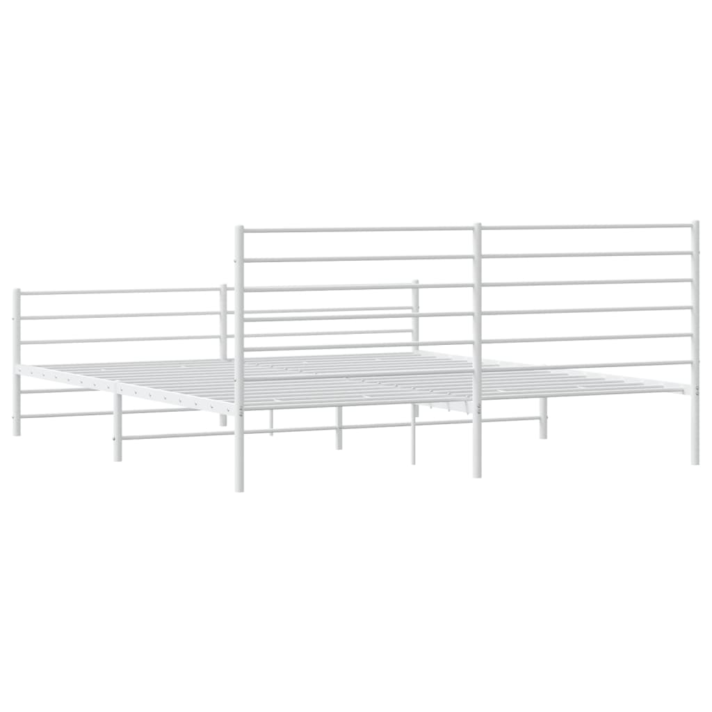 Sengeramme i metall med hode- og fotgavl hvit 193x203 cm