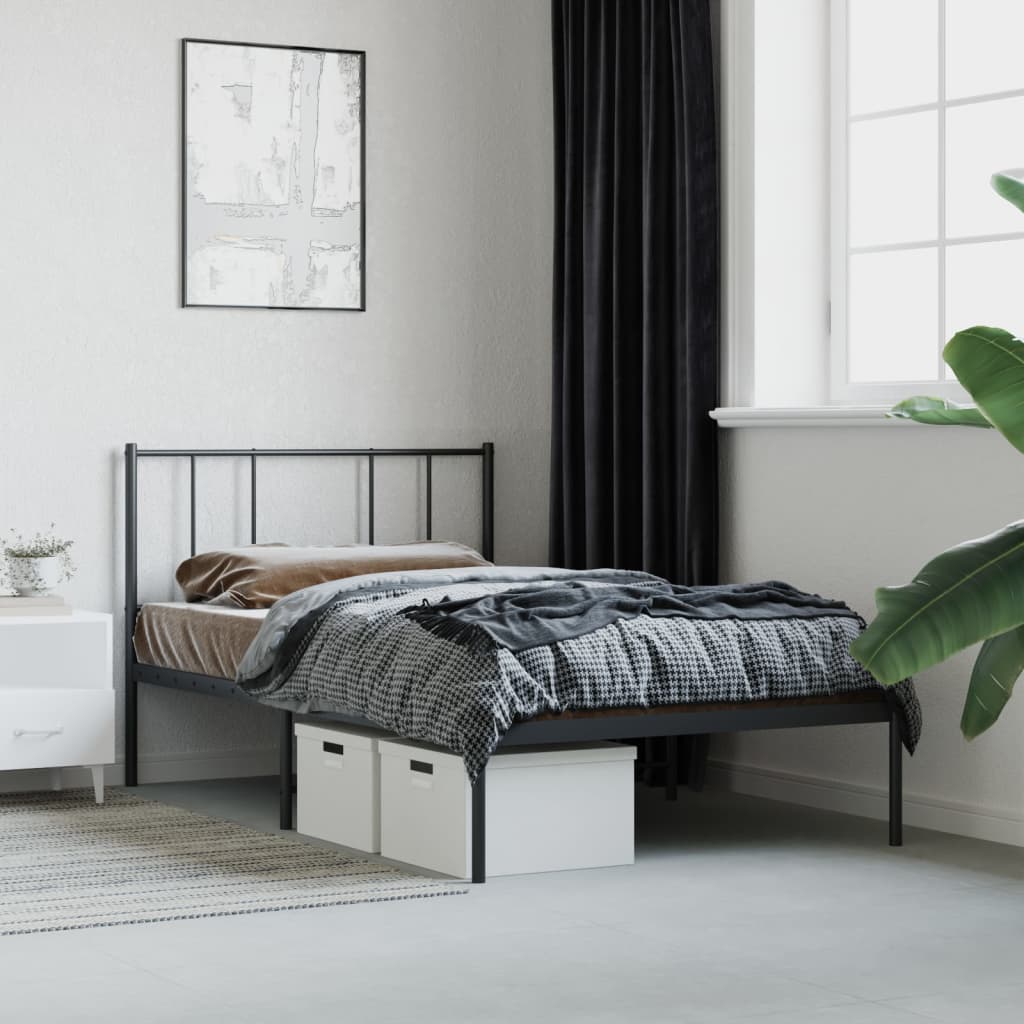 Sengeramme i metall med hodegavl svart 75x190 cm
