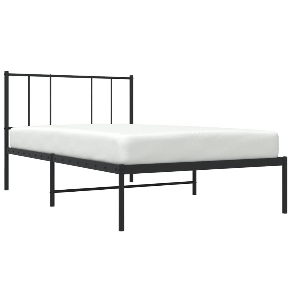 Sengeramme i metall med hodegavl svart 75x190 cm