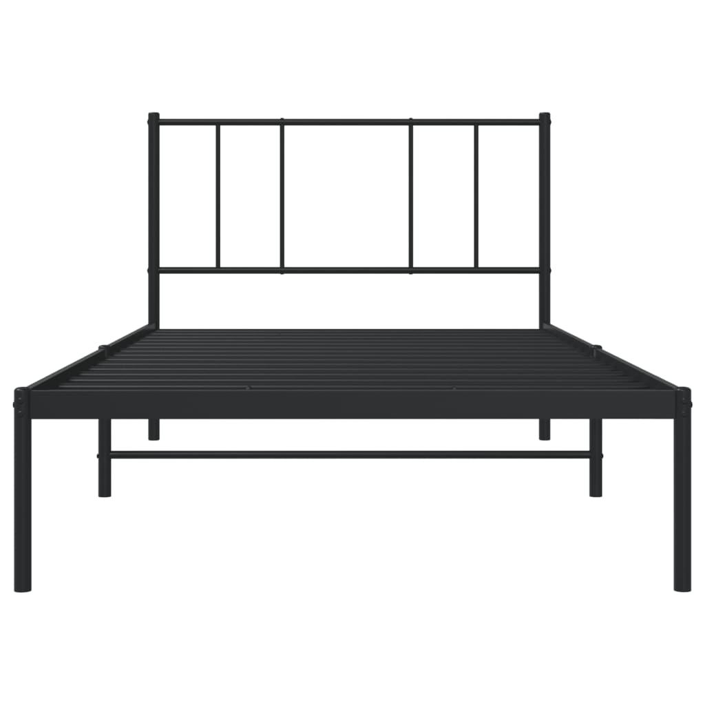 Sengeramme i metall med hodegavl svart 90x190 cm