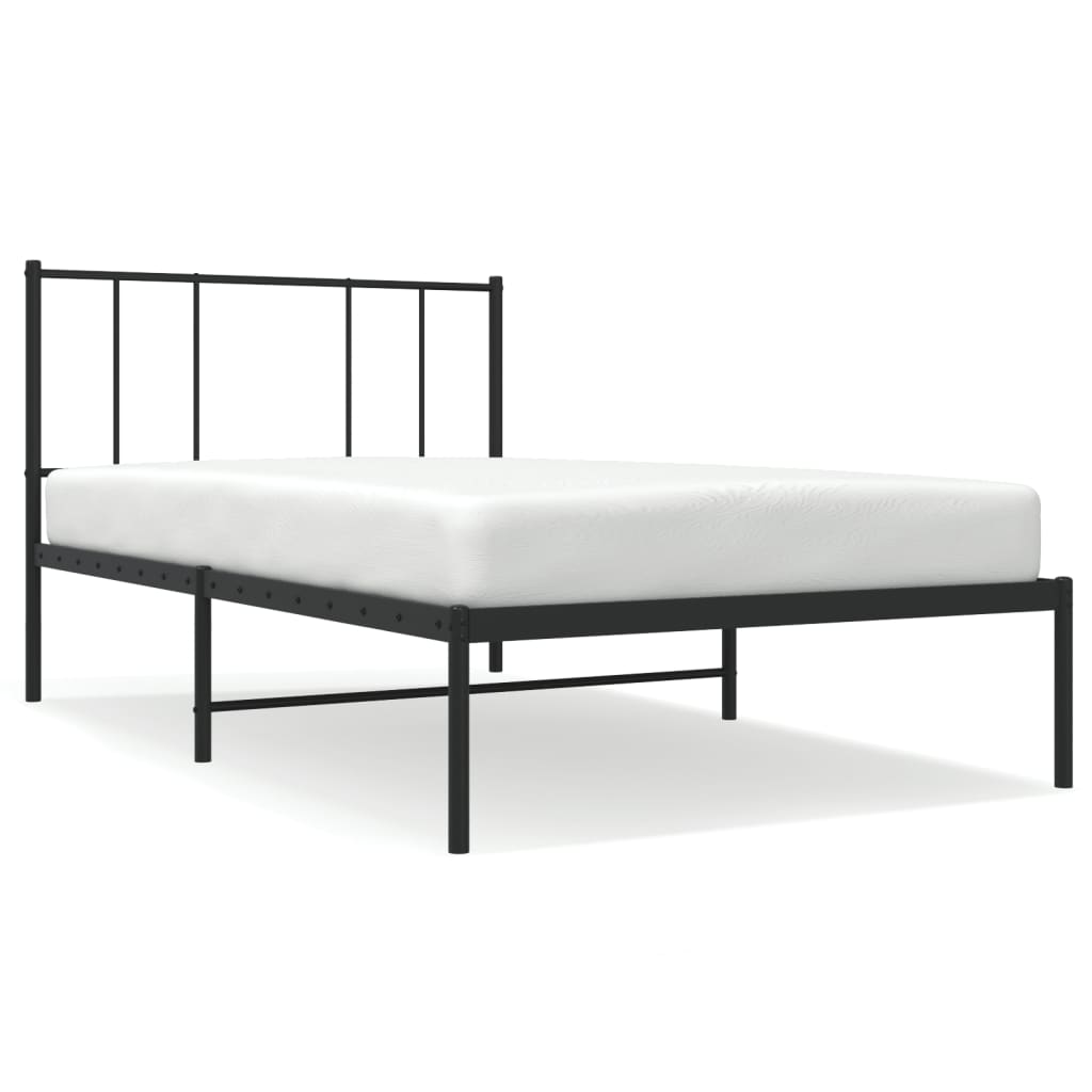 Sengeramme i metall med hodegavl svart 100x190 cm