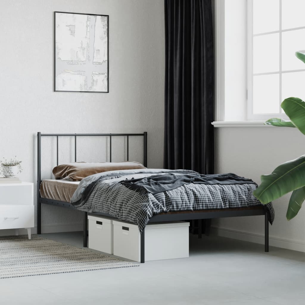 Sengeramme i metall med hodegavl svart 100x190 cm