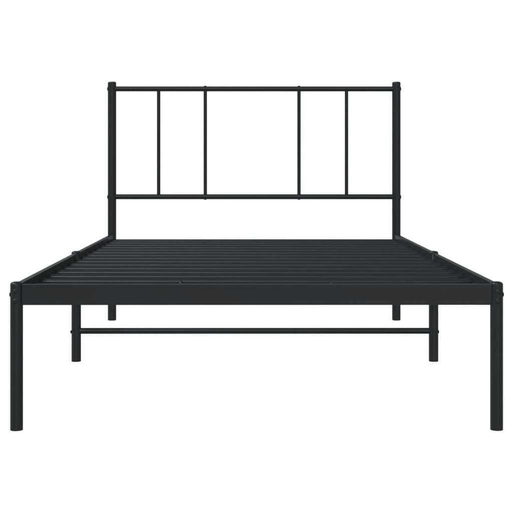 Sengeramme i metall med hodegavl svart 100x190 cm