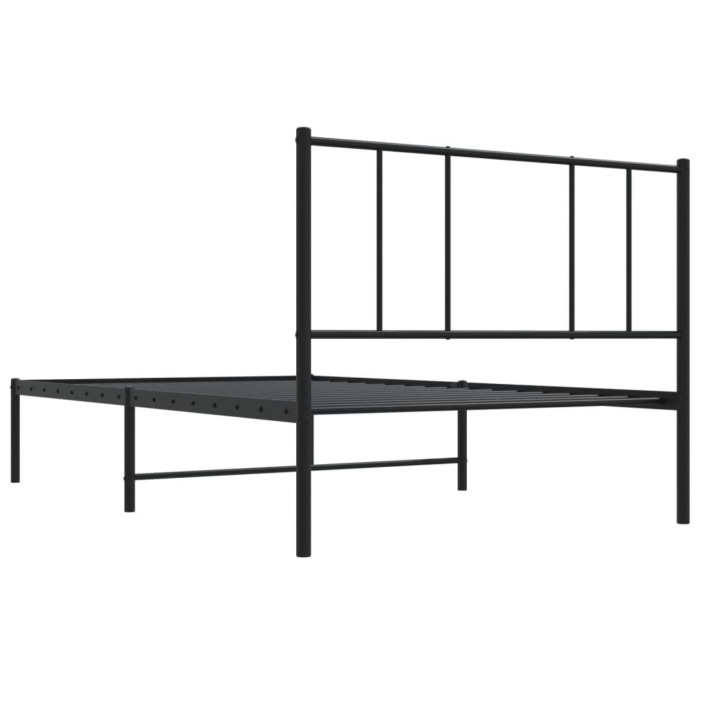 Sengeramme i metall med hodegavl svart 100x190 cm
