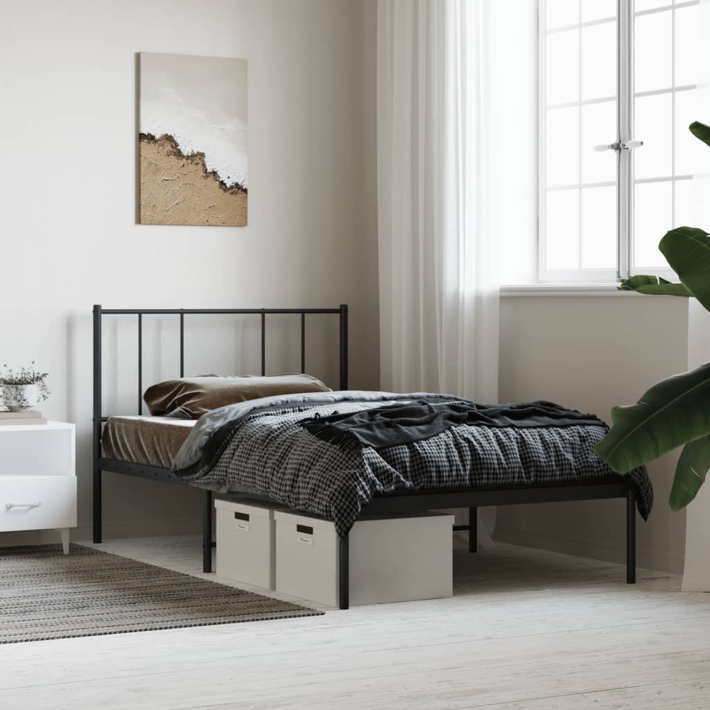 Sengeramme i metall med hodegavl svart 100x190 cm